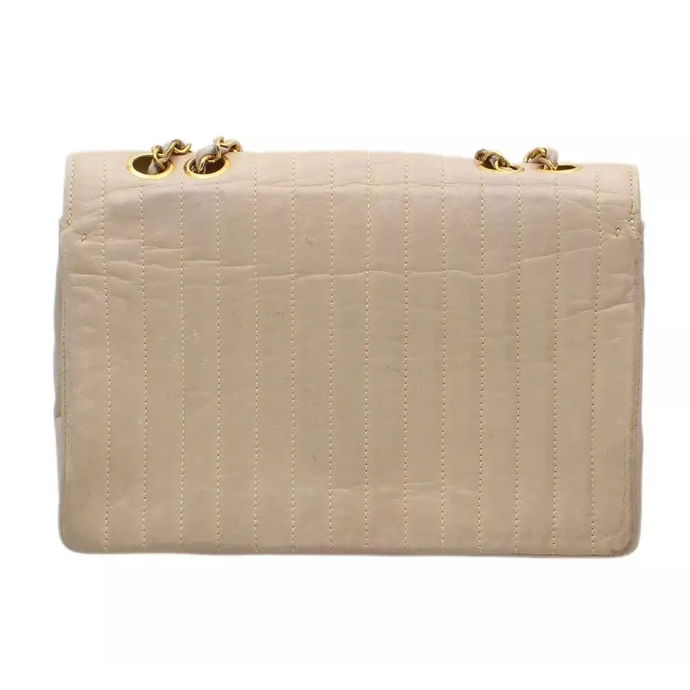 Chanel Medium Flap Bag Classic Vintage 2.55 Cream Handbag Vertical Quilted